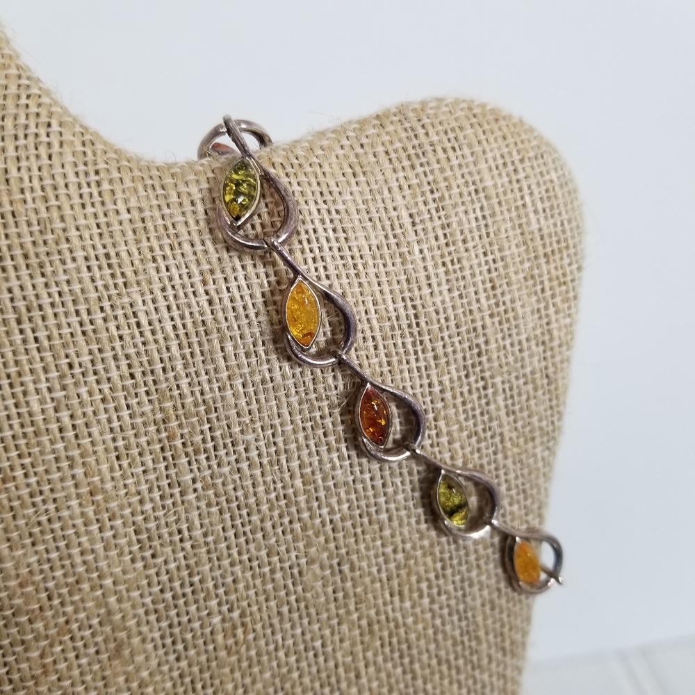 Dainty Amber Silver Bracelet Multicolored Jewelry - Picture 2 of 12